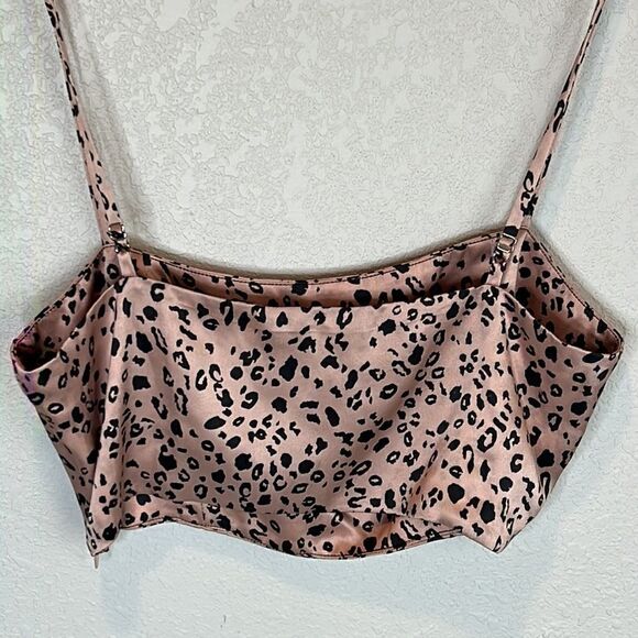 Reformation Pete Cheetah Silk Crop Top Size 4 - Picture 5 of 11